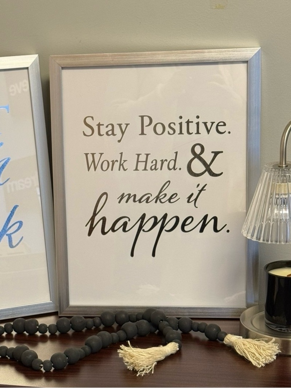 Stay Positive Silver Motivational Framed Wall Art